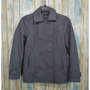 Forever 21 Pea Coat Gray Women's Size M Double Breasted Winter Coat